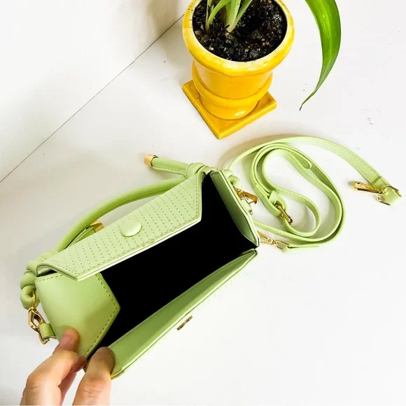 Vegan Leather Pastel Green Stylish Knot-Handle Mini Bag - Picture 5 of 6